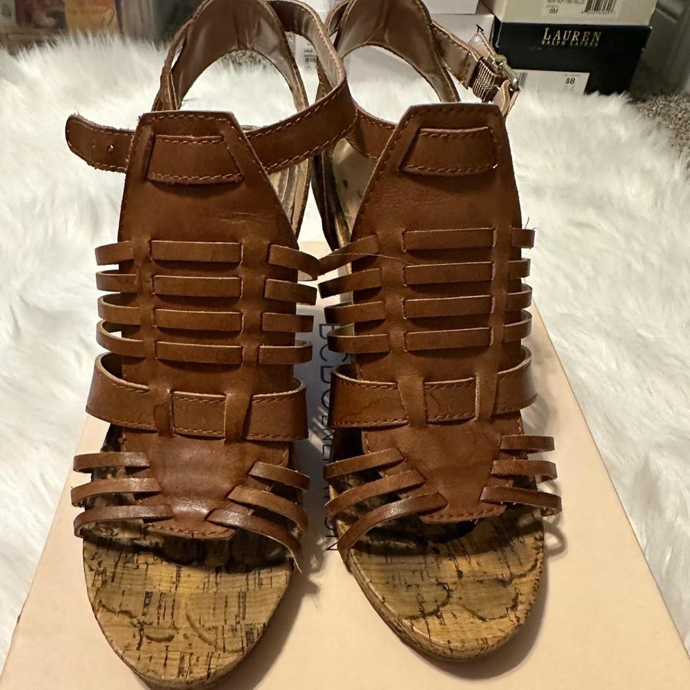 BCBGeneration Saddle Vachetta Wedge Sandals